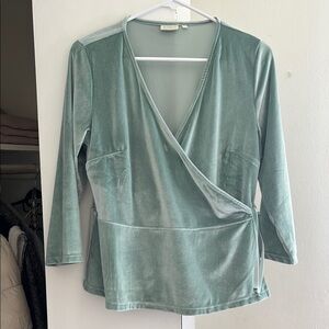 Spartina 449 Green Wrap Blouse with 3/4 Sleeves